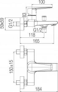 Bateria wannowa Valvex 2414320 BAT. ESTO WANNA BLACK BEZ AKCESOR. // BV.2414320 2