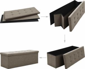 vidaXL vidaXL Składana ławka ze schowkiem, kolor taupe, sztuczny len 4