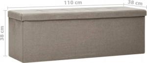 vidaXL vidaXL Składana ławka ze schowkiem, kolor taupe, sztuczny len 7