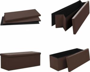 vidaXL vidaXL Składana ławka ze schowkiem, brązowa, PVC 5