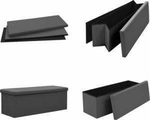vidaXL vidaXL Składana ławka ze schowkiem, szara, PVC 5