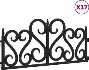 vidaXL Obrzeża trawnikowe, 17 szt., czarne, 10 m, PP 2