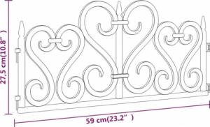 vidaXL Obrzeża trawnikowe, 17 szt., czarne, 10 m, PP 6