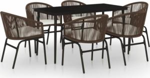 vidaXL 7-częściowy zestaw mebli ogrodowych, brązowy 2