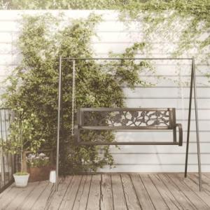 vidaXL vidaXL Huśtawka ogrodowa, 125 cm, stal i plastik, czarna 3