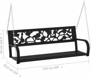vidaXL vidaXL Huśtawka ogrodowa, 125 cm, stal i plastik, czarna 8