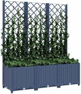 vidaXL Donica ogrodowa z kratką, ciemnoszara, 120x40x136 cm, PP 3