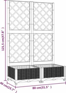 vidaXL vidaXL Donica ogrodowa z kratką, brązowa, 80x40x121,5 cm, PP 7