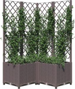 vidaXL vidaXL Donica ogrodowa z kratką, brązowa, 80x80x136 cm, PP 3
