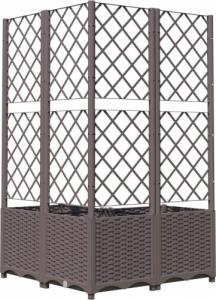 vidaXL vidaXL Donica ogrodowa z kratką, brązowa, 80x80x136 cm, PP 6