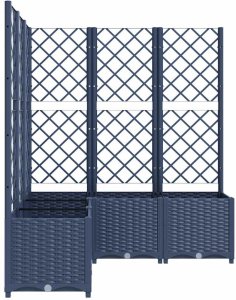 vidaXL Donica ogrodowa z kratką, ciemnoszara, 120x120x136 cm, PP 5