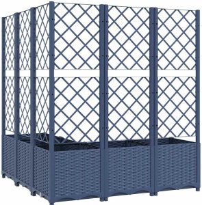 vidaXL Donica ogrodowa z kratką, ciemnoszara, 120x120x136 cm, PP 6