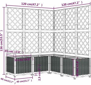 vidaXL Donica ogrodowa z kratką, ciemnoszara, 120x120x136 cm, PP 8
