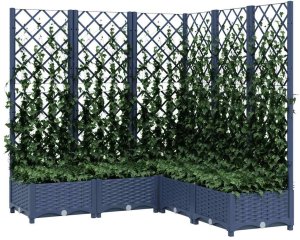 vidaXL vidaXL Donica ogrodowa z kratką, ciemnoszara, 120x120x121,5 cm, PP 3