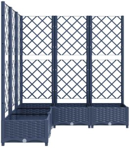 vidaXL vidaXL Donica ogrodowa z kratką, ciemnoszara, 120x120x121,5 cm, PP 5