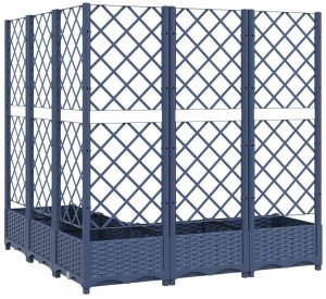 vidaXL vidaXL Donica ogrodowa z kratką, ciemnoszara, 120x120x121,5 cm, PP 6