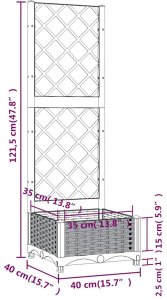 vidaXL vidaXL Donica ogrodowa z kratką, ciemnoszara, 40x40x121,5 cm, PP 8