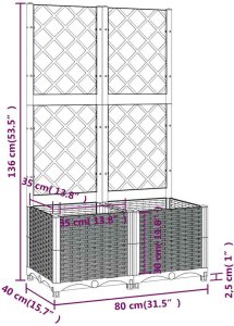 vidaXL vidaXL Donica ogrodowa z kratką, ciemnoszara, 80x40x136 cm, PP 8