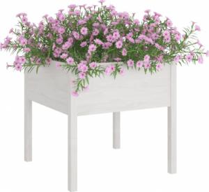 vidaXL vidaXL Donica ogrodowa, biała, 70x70x70 cm, lite drewno sosnowe 3