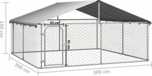 vidaXL Kojec z zadaszeniem dla psa, 300x300x150 cm 5