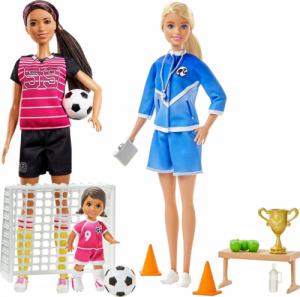 Lalka Barbie Barbie Zestaw 3 Lalki Barbie Trenerka piłki nożnej z bramką i akcesoriami 1