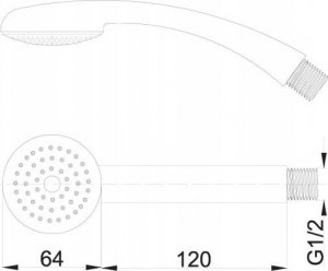 Słuchawka prysznicowa Hydroland RĄCZKA NATRYSKU STANDARD 1-FUN.CHROM // RN.00.STANDARD 2