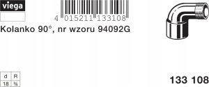 Viega 4092G KOLANO GZ WKRĘT.18X3/4 (133108) // M.KOGZ.18X3/4 6