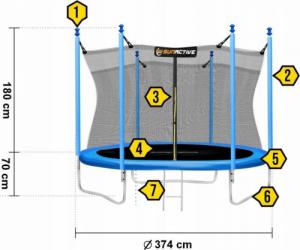 Trampolina ogrodowa SunActive TR 12FT-2 z siatką wewnętrzną 12 FT 374 cm 5