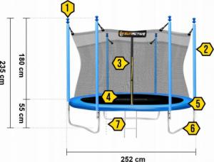 Trampolina ogrodowa SunActive TR 8FT-2 z siatką wewnętrzną 8 FT 252 cm 10
