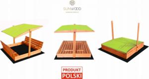 SunWood Piaskownica Drewniana Daszkiem Zamykana 140 Kolory 2