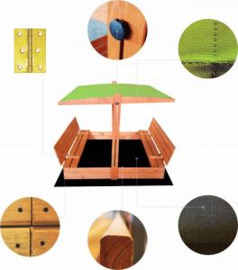 SunWood Piaskownica Drewniana Daszkiem Zamykana 140 Kolory 6