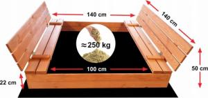 SunWood PIASKOWNICA DREWNIANA IMPREGNOWANA SKŁADANA 140 3