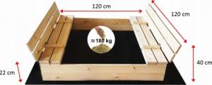 SunWood Piaskownica drewniana zamykana 120x120 3