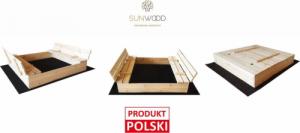 SunWood Piaskownica drewniana zamykana 120x120 6