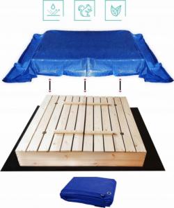 SunWood Piaskownica drewniana zamykana 120x120 10