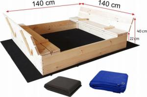 SunWood PIASKOWNICA Z ŁAWECZKAMI ZAMYKANA 140x140 2