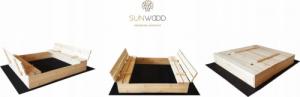 SunWood PIASKOWNICA Z ŁAWECZKAMI ZAMYKANA 140x140 7