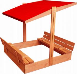SunWood Piaskownica zamykana z daszkiem i ławkami 120X120 8
