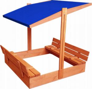 SunWood Piaskownica zamykana z daszkiem i ławkami 120X120 9