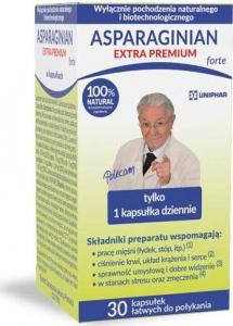 UNIPHAR SP Z O.O. Uniphar Asparaginian Extra Premium Forte, suplement diety 30 kapsułek 1