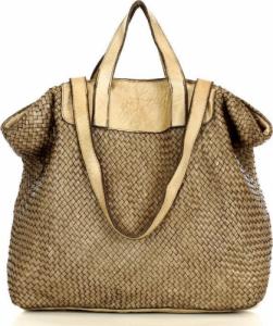 Marco Mazzini handmade Torba damska pleciona shopper & shoulder leather bag - MARCO MAZZINI beż taupe NoSize 1