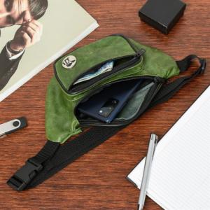 Zielona Nerka saszetka skórzana solidna BELTIMORE logo F40 NoSize 2