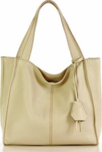 GENUINE LEATHER Modna torebka damska skórzany shopper bag - MARCO MAZZINI Portofino Max ivory beżowa NoSize 1
