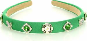 Gk-style Opaska do włosów wysadzana biżuterią atłasowa ozdoba na włosy zielona NoSize 1