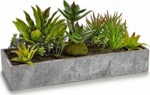 Ibergarden Roślina Dekoracyjna Donica Balkonowa Szary Cement Kolor Zielony Plastikowy (15 x 16 x 30 cm) 1