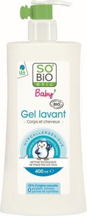 So Bio Hipoalergiczny organiczny płyn do mycia ciała i włosów dla niemowląt i dzieci, 400ml 1