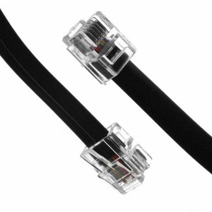 Kabel telefoniczny 4-żyłowy, RJ11 2m, czarny 2