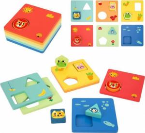 Tooky Toy TOOKY TOY Układanka Montessori Kształty i Kolory Zwierzątka 6 Planszy 1