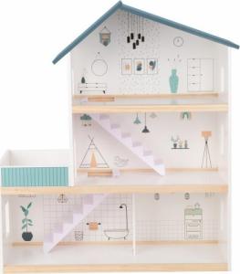 Tooky Toy Duży Drewniany Domek dla Lalek + Figurki 3