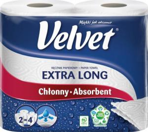 Velvet Ręczniki w roli celulozowe VELVET Najdłuższy, 2-warstwowe, 90 listków, 2szt., białe 1